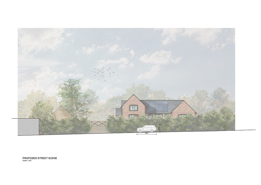 Lot: 32 - ENVIABLE RURAL FREEHOLD SITE WITH PLANNING CONSENT FOR A DETACHED DWELLING WITH THREE BAY CAR BARN - Proposed Street Elevation
